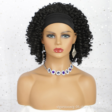 Wholesale Cheap Wrap Short Elastic Fashion Kinky Curly Lady Supplier Daily Party Soft Headband Synthetic Wig